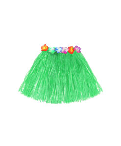 Short hula skirt with flowers in green colour in size of 40cm