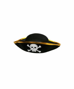Black Triangle Pirate Hat with Gold Trim