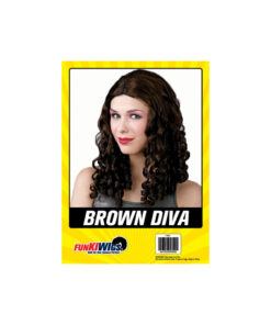 Brown diva wig in shoulder length with curls