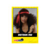 Motown afro wig in brown with red and white headband for women