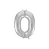 Silver "0" number symbol foil balloon