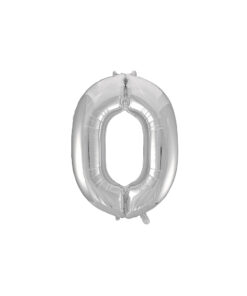 Silver "0" number symbol foil balloon