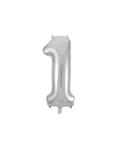 Silver "1" number symbol foil balloon