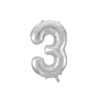 Silver "3" number symbol foil balloon