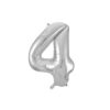 Silver "4" number symbol foil balloon