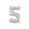 Silver "5" number symbol foil balloon