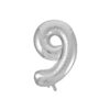 Silver "9" number symbol foil balloon