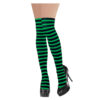 Green and black striped thigh high stockings