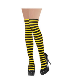 Yellow and black striped thigh high stockings
