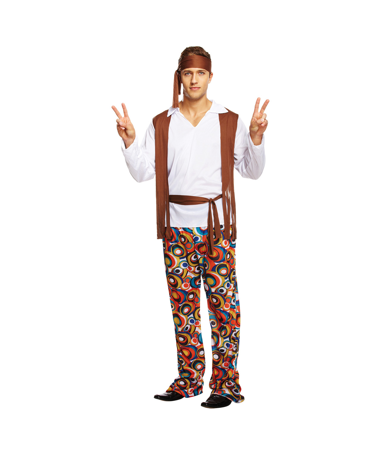 Adult Psychedelic Hippie Man Fancy Dress Party Costume