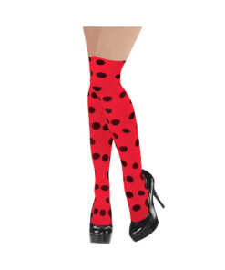 Red with black dots thigh high stockings