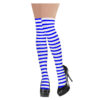 Blue and white striped thigh high stockings