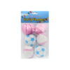 Sponge balls coming in light pink and blue colour with basketball, rugby, soccer and baseball design party favour coming in pack of 6