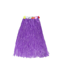 Long hula skirt with flower in purple colour in size of 80cm