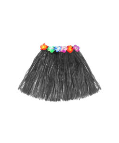 Short hula skirt with flowers in black colour in size of 40cm