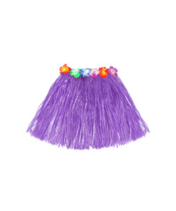 Short hula skirt with flowers in purple colour in size of 40cm