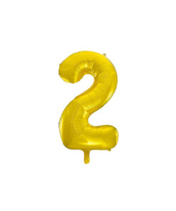 Golden "2" number symbol foil balloon