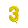 Golden "3" number symbol foil balloon