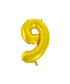 Golden "9" number symbol foil balloon