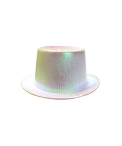 Shiny pearl white colour iridescent top hat