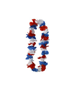 Mixed colour flower lei in red, white and blue colour