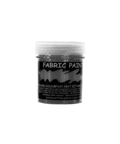 Black fabric paint in 60ml tub with heat set application