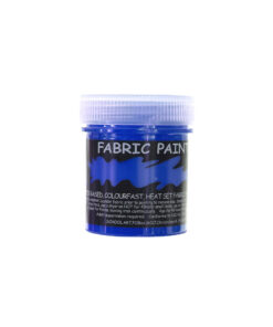 Blue fabric paint in 60ml tub with heat set application