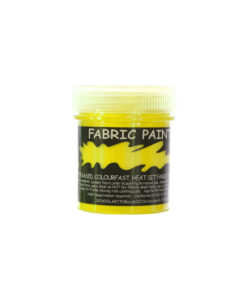 Yellow fabric paint in 60ml tub with heat set application