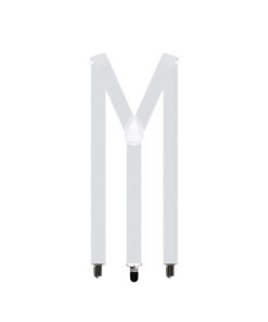 White suspenders with Y back design and adjustable straps