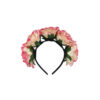 Black hairband with jumbo rose decoration in white and pink