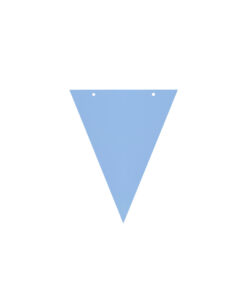Light blue triangle with two holes and ribbon DIY paper flag banner