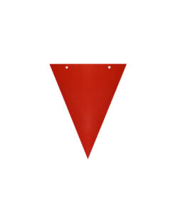 Red triangle with two holes and ribbon DIY paper flag banner