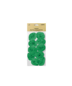 Green crepe paper streamers coming in pack of 10