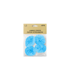 Light blue jumbo crepe paper streamers coming in pack of 4