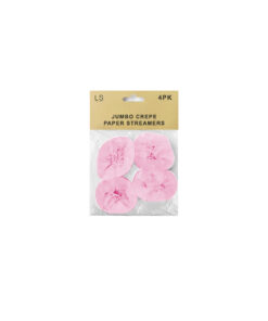 Light pink jumbo crepe paper streamers coming in pack of 4