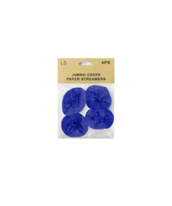 Royal blue jumbo crepe paper streamers coming in pack of 4