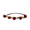 Natural dark red rose flower headband crown