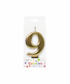 Metallic Gold Number Candle 9