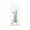 Metallic Silver Number Candle 1