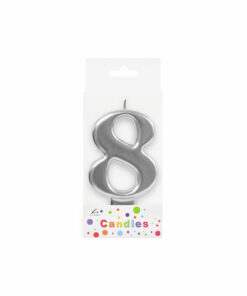 Metallic Silver Number Candle 8