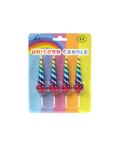 Metallic Rainbow Unicorn Candles 4pk