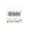 Metallic Happy Birthday Silver Candle Set