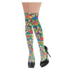 Peace rainbow flower design thigh high stockings