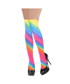 Rainbow striped thigh high stockings