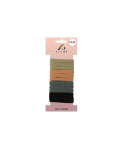 Hair tie set coming in green, orange, grey, and black colour coming in pack of 12