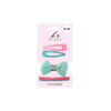 Pastel pink and blue hair clips, hair bands, and blue bow coming in pack of 5
