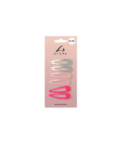 Snap hair clips in glittery silver, light pink, and hot pink colour coming in pack of 6