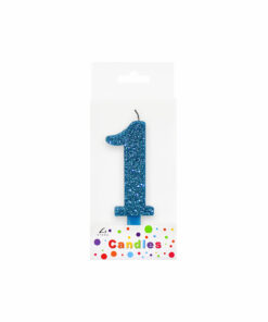 Glitter Blue Number Candle 1