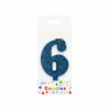 Glitter Blue Number Candle 6