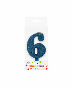 Glitter Blue Number Candle 6